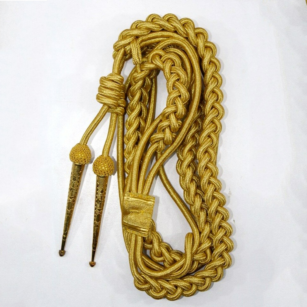 Aiguillettes Gold wire cord Army Two Brass gold plated tips