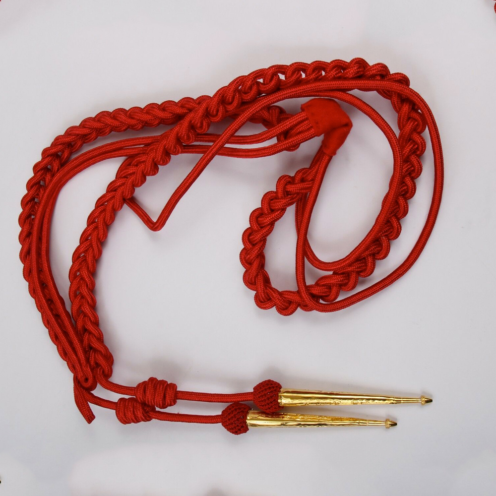 Aiguillette in Red Silk with Gold Tags - Pak Ansari Impex