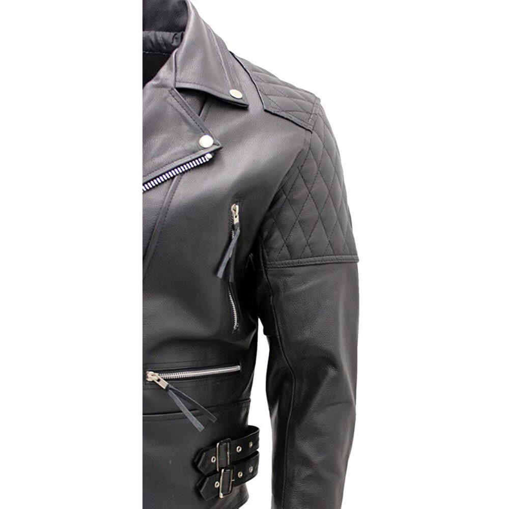 Men's Black Biker Real Cowhide Leather Jacket