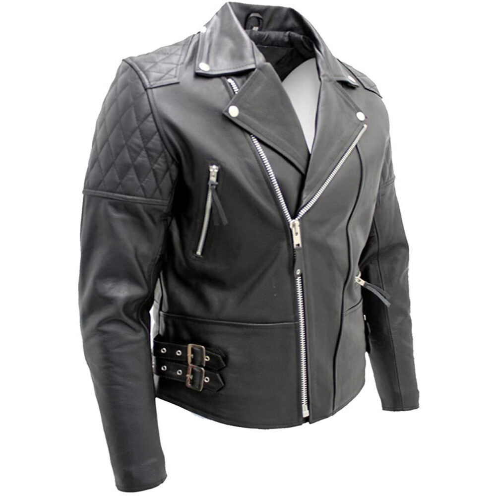 Men's Black Biker Real Cowhide Leather Jacket