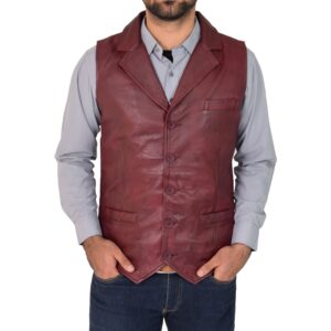 Mens Leather Buttoned Waistcoat