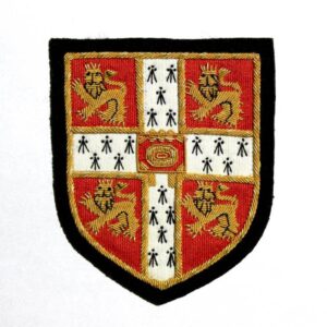 Cambridge University Hand Embroidered Bullion Blazer Badge sewn on Black Felt