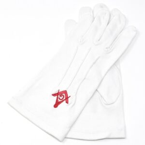 Masonic Regalia Cotton White Masonic Red G Square & Compass